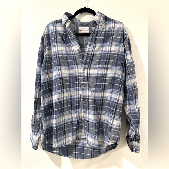 Men's Weatherproof Blue Plaid Flannel Long Sleeve Button Down Shirt L - Picture 1 of 13